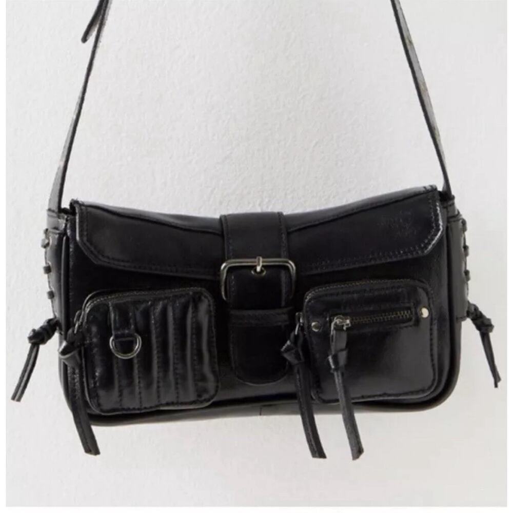 Free People High Speed Crossbody Bag Black High Gloss Leather